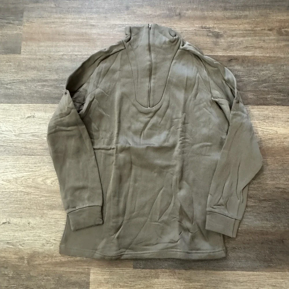 US Military Cold Weather‎ Undershirt Brown Sz L 1/4 Zip